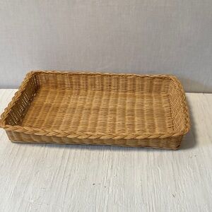 Woven Rectangular Rattan Serving Tray - Natural Tan